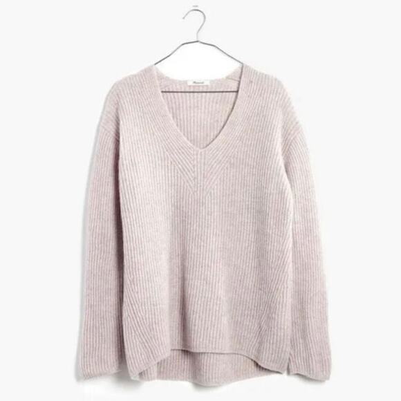 Madewell Woodside Pullover Merino Wool Sweater Heather Shell Size M - Picture 1 of 8